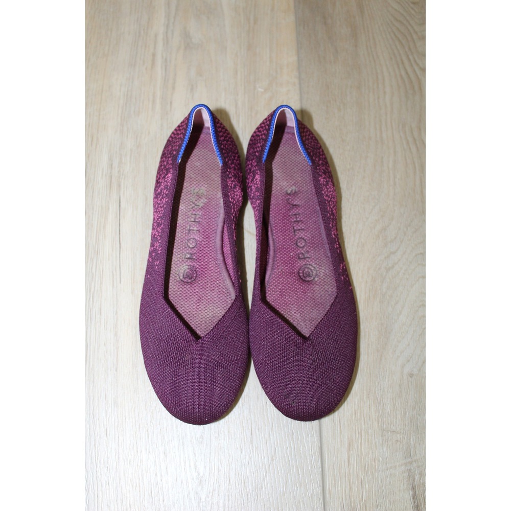 Rothys The Daily Flats Plum Burgundy‎ Pink Pixelated Knit Shoes Women's 6.5